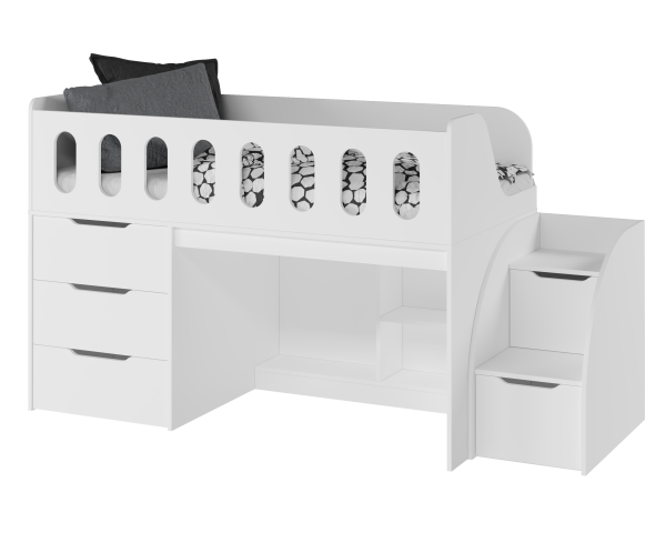 Кровать-чердак Сказка 160х80 (цвет белый) от Династия Kids