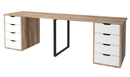 Комплект для 2 школьников: стол Дуэт 2200 мм + настенные полки Квадрат-2 (2 шт) от Династия Kids
