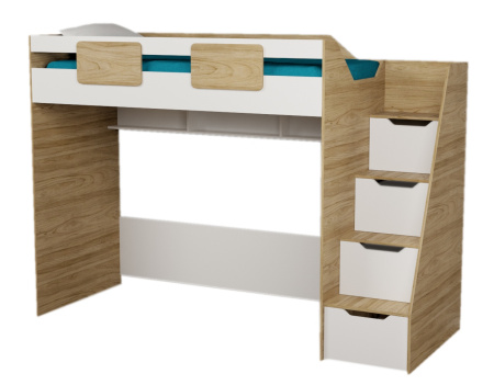 Комплект мебели (кровать-чердак Мозаика + стеллаж)