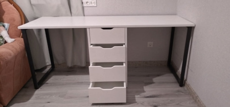 Стол Дуэт 2400 мм (белый + опоры черные). Столешница 22 мм от Династия Kids