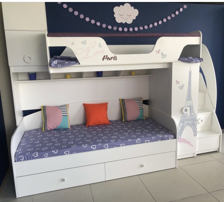 Кровать-чердак коллекции Модница + кровать 190х90 Модница от Династия Kids