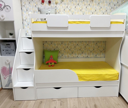 Двухъярусная кровать Альфа Мини 160х80 с бортиком от Династия Kids