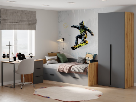 Шкаф угловой коллекции Брайт Золотистый от Династия Kids