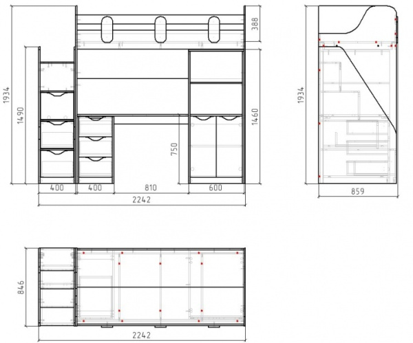 Комплект мебели Уют 180х80 (правый/левый) от Династия Kids