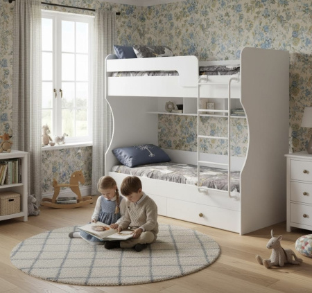 Кровать двухъярусная Омега (цвета разные) 190х80 от Династия Kids