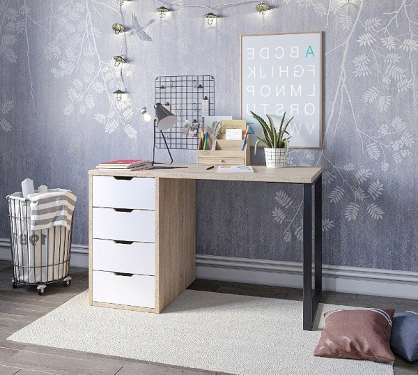 Стол письменный Соло 1200 мм (дуб сонома + белый)