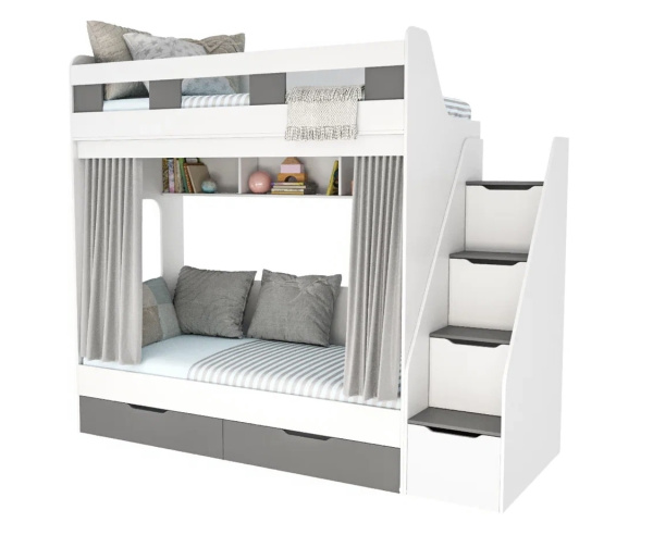 Кровать двухъярусная Твинс 190х90 (серебро + белый) от Династия Kids
