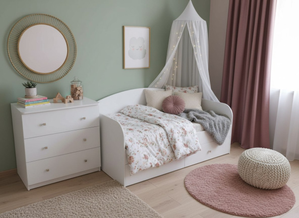 Кровать 160х80 Умка Мини NEW (ручки - дуб)  от Династия Kids