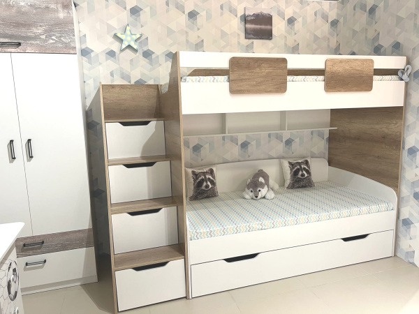 Кровать-чердак Лайт Лофт + кровать Двушка 190х90 от Династия Kids