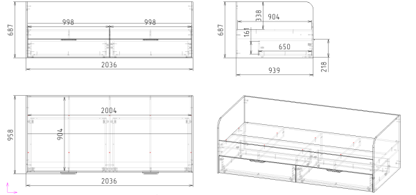 Кровать коллекции Брайт Графит-2 от Династия Kids