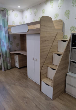 Кровать-чердак Колледж-2 (цвета разные) 200х90 от Династия Kids