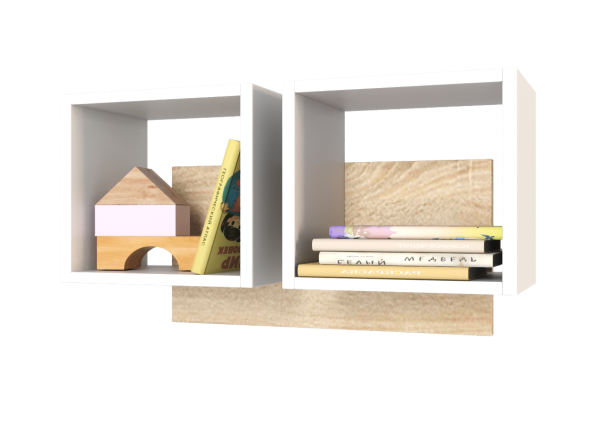 Полка настенная Квадрат-2 (дуб сонома+белый) 744 мм