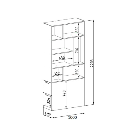 Комплект Норд для 2 детей с зонированием: кровати 190х90 + стеллаж от Династия Kids
