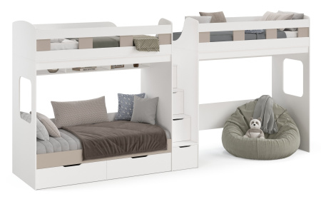 Кровать 3-х ярусная Квартет (цвет белый)