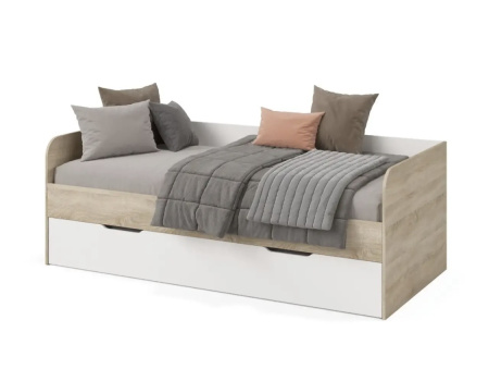 Кровать Дабл с выкатным спальным местом 190х90 + 180х80 (дуб сонома + белый) от Династия Kids