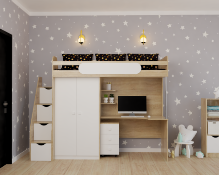 Кровать-чердак Колледж-2 (цвета разные) 200х90 от Династия Kids