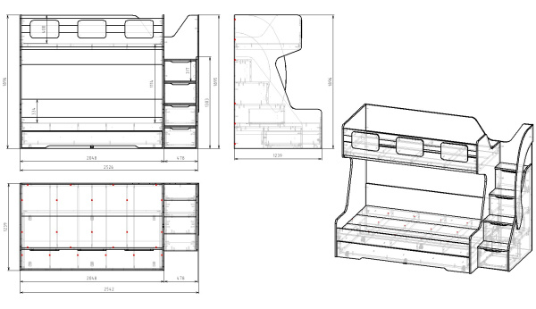 Кровать МЕГА ПРЕМИУМ 120х200 (цвет белый) от Династия Kids