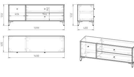 Тумба-комод Вест-4 (ширина 1400 мм) от Династия Kids