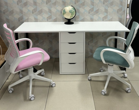 Стол Дуэт 2000 мм (белый + опоры белые). Столешница 22 мм от Династия Kids