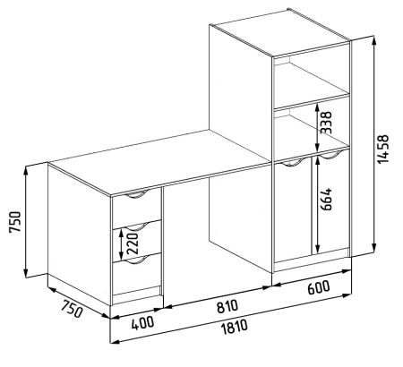 Комплект мебели Уют 180х80 (правый/левый) от Династия Kids
