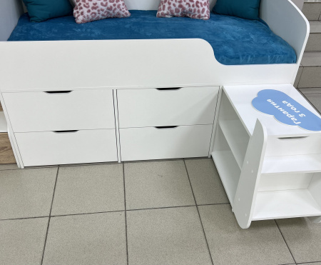 Кровать-чердак Малыш 7 (цвет белый) 160х80 с 4 ящиками от Династия Kids